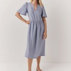 The White Company Light Blue Midi Dress 100 % linen